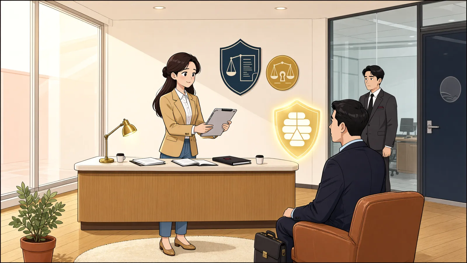 「대표 비위 의혹만으로 직무정지가 될까? 먼저 따져볼 ‘피보전권리’」 상황을 그린 삽화
