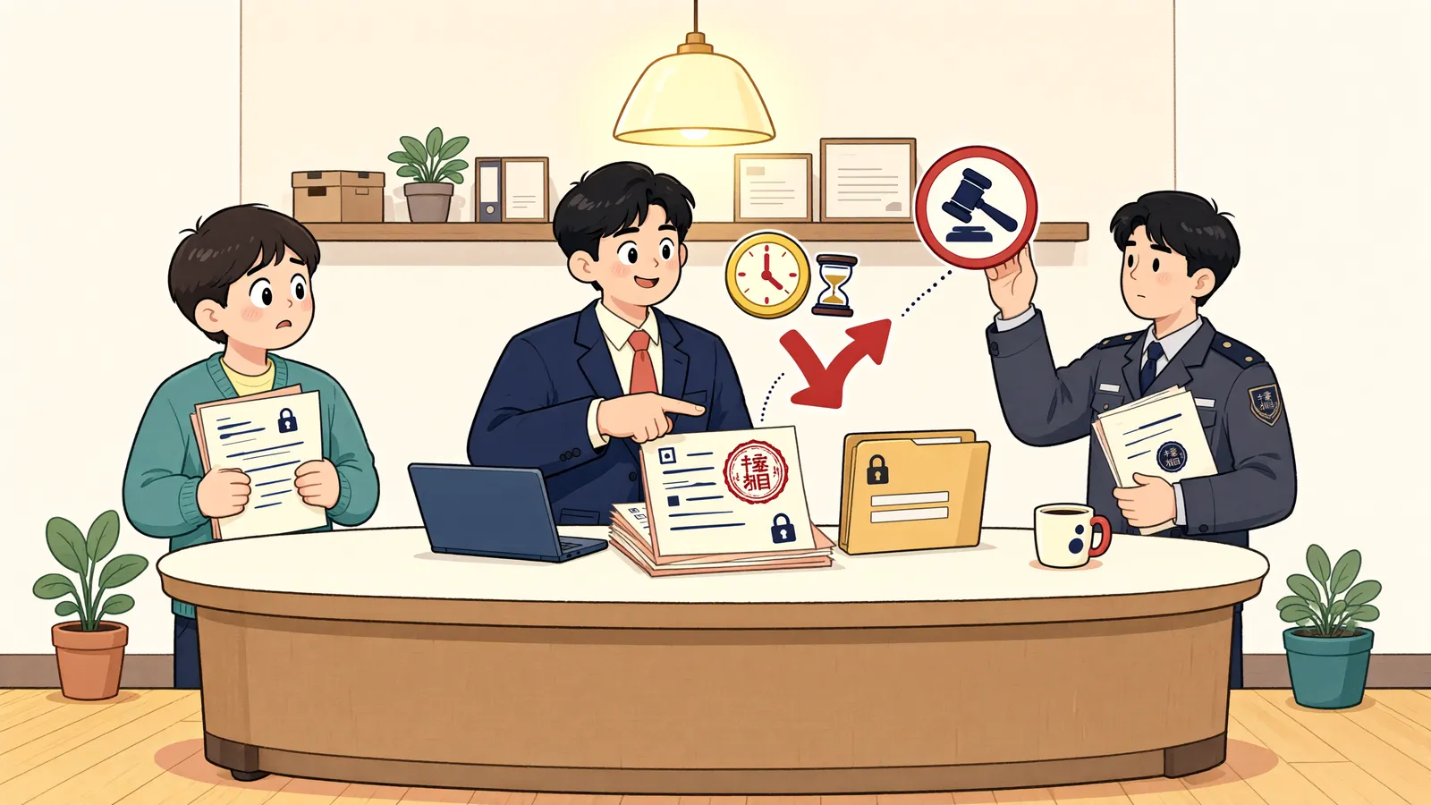 「내 채권에 가압류가 걸렸다면, 채무자 재산에서 돈을 받을 수 있을까」 상황을 그린 삽화