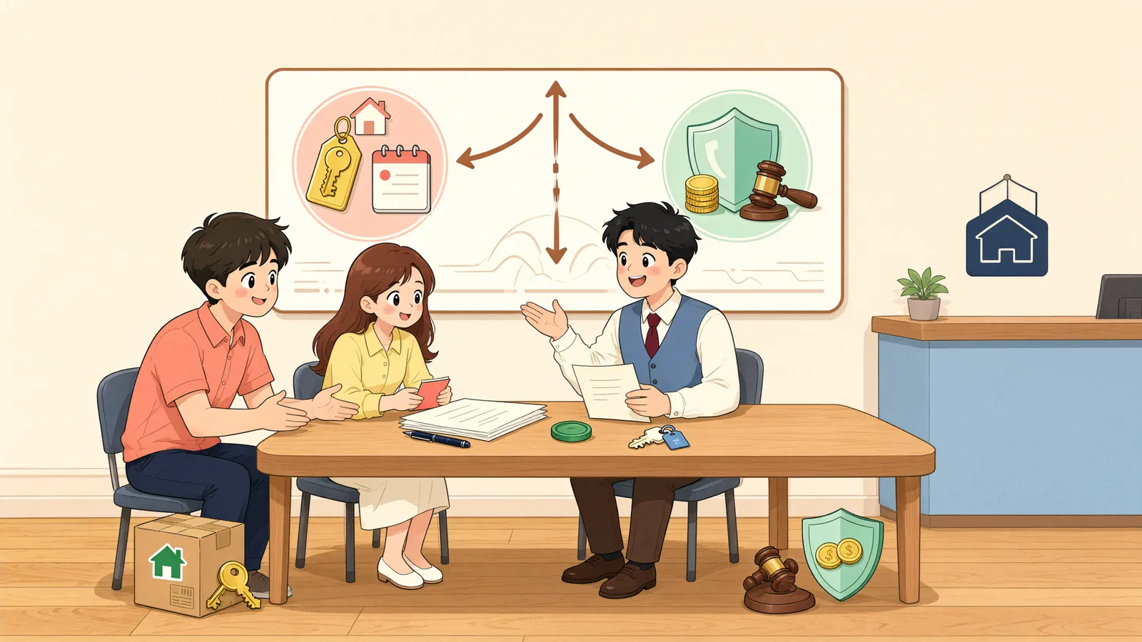 「전입만으로 보증금이 먼저 돌아올까?」 상황을 그린 삽화
